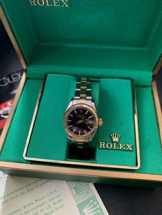Vintage Rolex Oyster Perpetual Date 14K Yellow Gold & Stainless Steel Ladies 6