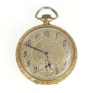 Waltham 15 Jewels Open Face 8s Golf Filled Case Pocket Watch 26
