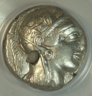 Ancient Attica Athens 454 - 404 BC Athena Owl Tetradrachm Silver Coin ANACS EF45 2