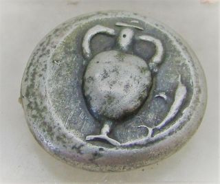 Ancient Greek Silver Stater With Amphora And Dolphins Incuse Square