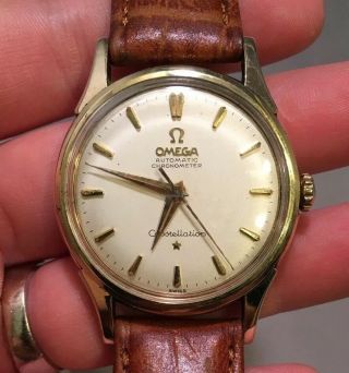 Vintage Solid 14k Gold Omega Automatic Chronometer 24j Constellation - Perfect