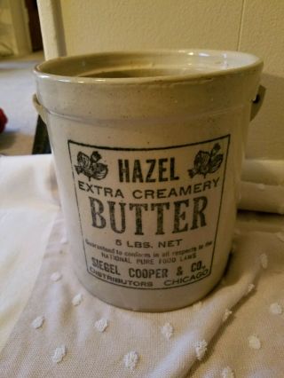 Rare - Redwing 5 Lb Hazel Butter Crock With Lid - Lid Has Chips.