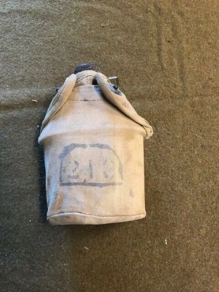 Ww2 Usmc 2nd Pattern Canteen Cover With Canteen & Cup - Unit Marked