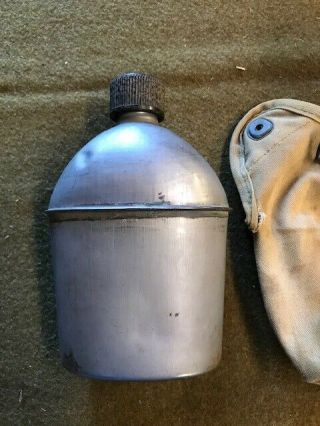 WW2 USMC 2nd Pattern Canteen Cover With Canteen & Cup - Unit Marked 8