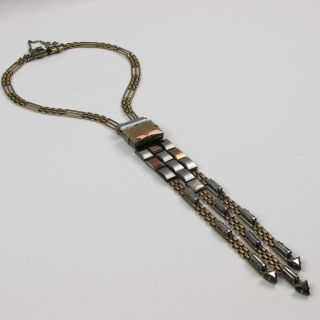 Jean Paul Gaultier Paris Extra Long Tie Necklace Vintage Metallic Rhinestones