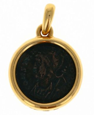 Rare Bvlgari Bulgari Monete Roma Constantinus Ancient Coin Gold Pendant Charm 2