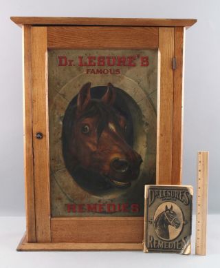 Antique Dr.  Lesures Remedies Veterinary Medicine Country Store Cabinet Sign Book