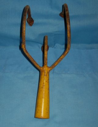 Antique VTG Farm Garden Tool 3 Tine Hand Cultivator/Rake/Push Plow/Attachment 3