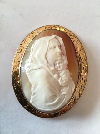 14k Yellow Gold Vintage Cameo Pin/pendant