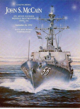 Uss John S.  Mccain Ddg - 56 Us Navy Ships Launch Program Sept 26 1992