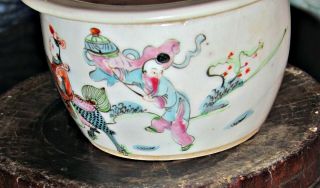 antique chinese famille rose tea cup w/lid wax seal mark painted court scene 4