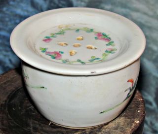 antique chinese famille rose tea cup w/lid wax seal mark painted court scene 5