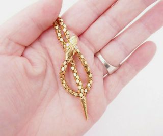 18ct Gold Diamond Eyed Snake Pendant Necklace,  Heavy 19.  7 Grams