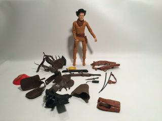 JOHNNY WEST vintage 60s action figure with MANY accessories COWBOY toy MARX 3