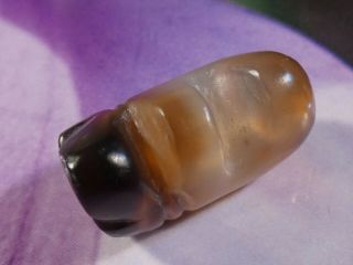 ANCIENT PYU KINGDOM BANDED CHUNG AGATE ELEPHANT AMULET BEAD RARE 23.  8 BY 15 MM 4