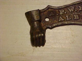 ANTIQUE CAST IRON A.  P.  W.  PAPER CO.  TOILET PAPER HOLDER ALBANY YORK 3