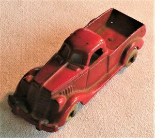 Vintage 1930s Hubley Cast Iron Toy Pickup Truck - White Tires - Estate 3 & 1/2 "