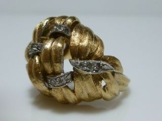 RETRO 14K YELLOW GOLD FLORAL FLOWER WEAVE DIAMOND COCKTAIL DOME RING BAND SIZE 5 4