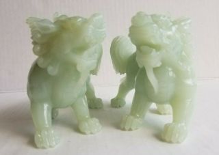 Vintage Light Green Jade Standing Chinese Foo Dogs