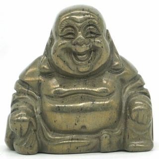 1.  4 " Natural Gemstone Pyrite Carved Maitreya Happy Laughing Buddha Figurine