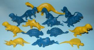 1970s Marx Prehistoric Times Play Set Yellow And Blue Plastic Dinosaurs