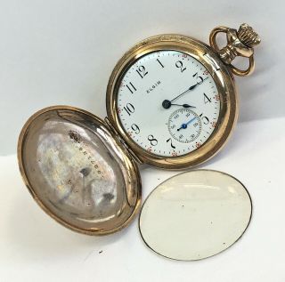 Vintage Small Elgin Hunter Case Pocket Watch Illinois 20 Year (gold Filled) As - Is