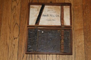 Vintage / Antique Snell Mfg.  Co.  Augar / Drill Holder Box