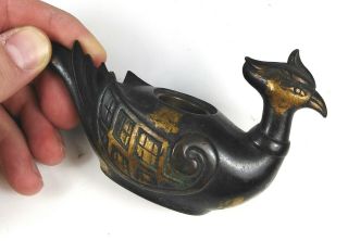 Stunning rare antique heavy Chinese Bronze bird incense burner 2
