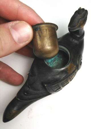 Stunning rare antique heavy Chinese Bronze bird incense burner 4