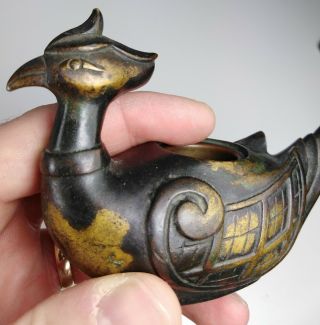 Stunning rare antique heavy Chinese Bronze bird incense burner 6