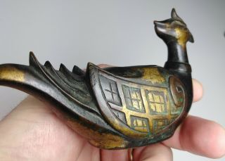 Stunning rare antique heavy Chinese Bronze bird incense burner 7
