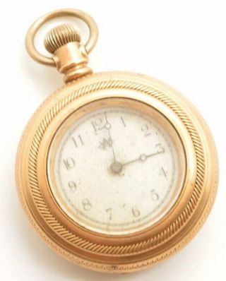 Antique Crescent Watch Case Open Face Pocket Ornate Cross Floral Gold Filled 6S 3