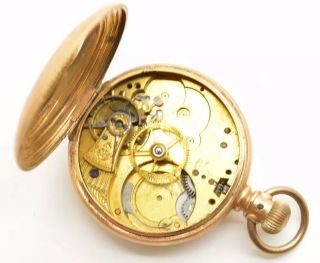 Antique Crescent Watch Case Open Face Pocket Ornate Cross Floral Gold Filled 6S 4