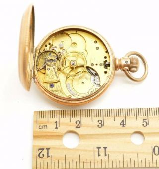 Antique Crescent Watch Case Open Face Pocket Ornate Cross Floral Gold Filled 6S 6