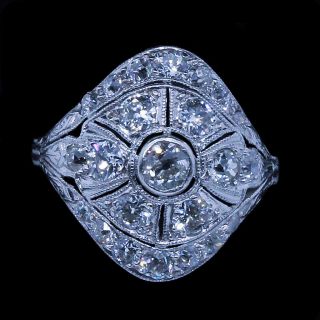 Antique Art Deco Ring Diamonds Platinum Vintage Engagement Ring (6559)