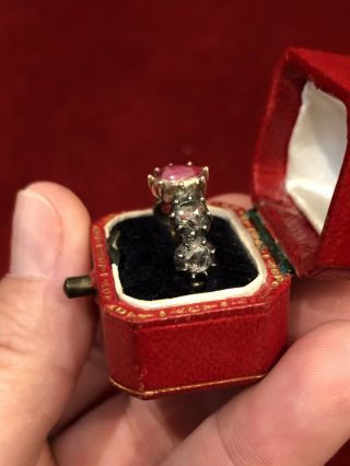 Antique Georgian 18th Century Dutch Rose Cut Diamond & Ruby Gold Ring 8