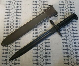 Ww2 Us Bayonet 1943 A.  F.  H.  10 " With Scabbard " Flaming Bomb "