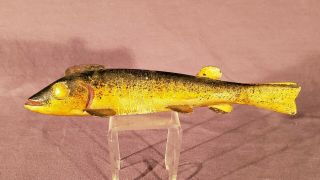 Oscar Peterson 1930s Carved Eye Walleye Fish Spearing Decoy