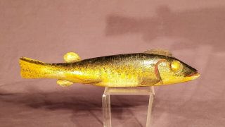 Oscar Peterson 1930s Carved Eye Walleye Fish Spearing Decoy 2