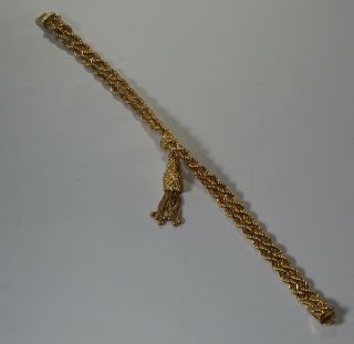 VINTAGE 14 Karat Solid Gold double rope tassel bracelet 32.  5 gram 11