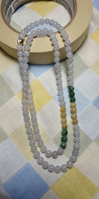 Grade A 100 Natural Burma Jadeite Jade Beaded Necklace 182