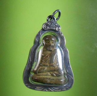 Real Rare Lp Ngern Thai Statue Buddha Amulet Lucky Money