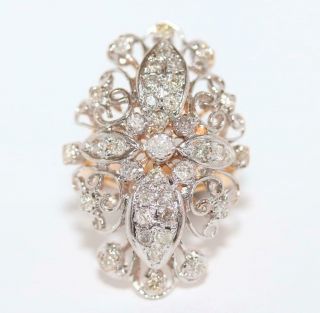 Antique Art Nouveau 14k Rose Gold 1.  25ct Diamond Ring Size 6.  5