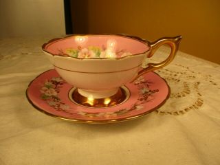 Vintage Royal Stafford Garland Pink Cup And Saucer Made In England