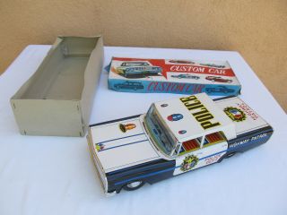 Vintage Highway Patrol Police Tin Friction Cruizer Made Japan 15 " W Box