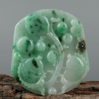 Chinese Exquisite Hand - Carved Two Fish Carving Jadeite Jade Pendant