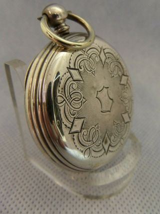 Vintage English? Silver Pocket Watch Case Key Wind Key Set 48 Mm