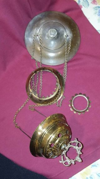 Antique Victorian Hall Hanging Oil Lamp Bracket Chain Only Chain No Bracket