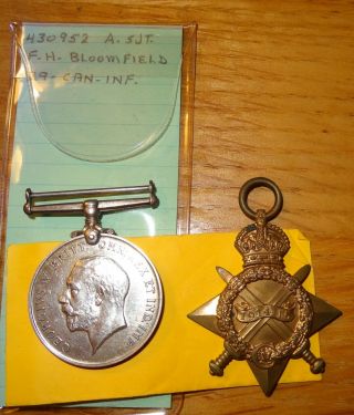 Wwi British Star And War Medal Pair 29 Can.  Inf.