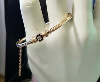 14k Art Deco Diamond Bangle Bracelet.  Yellow Gold.  Vs1 - 2 G Color 6 3/4in 8.  6 Gr